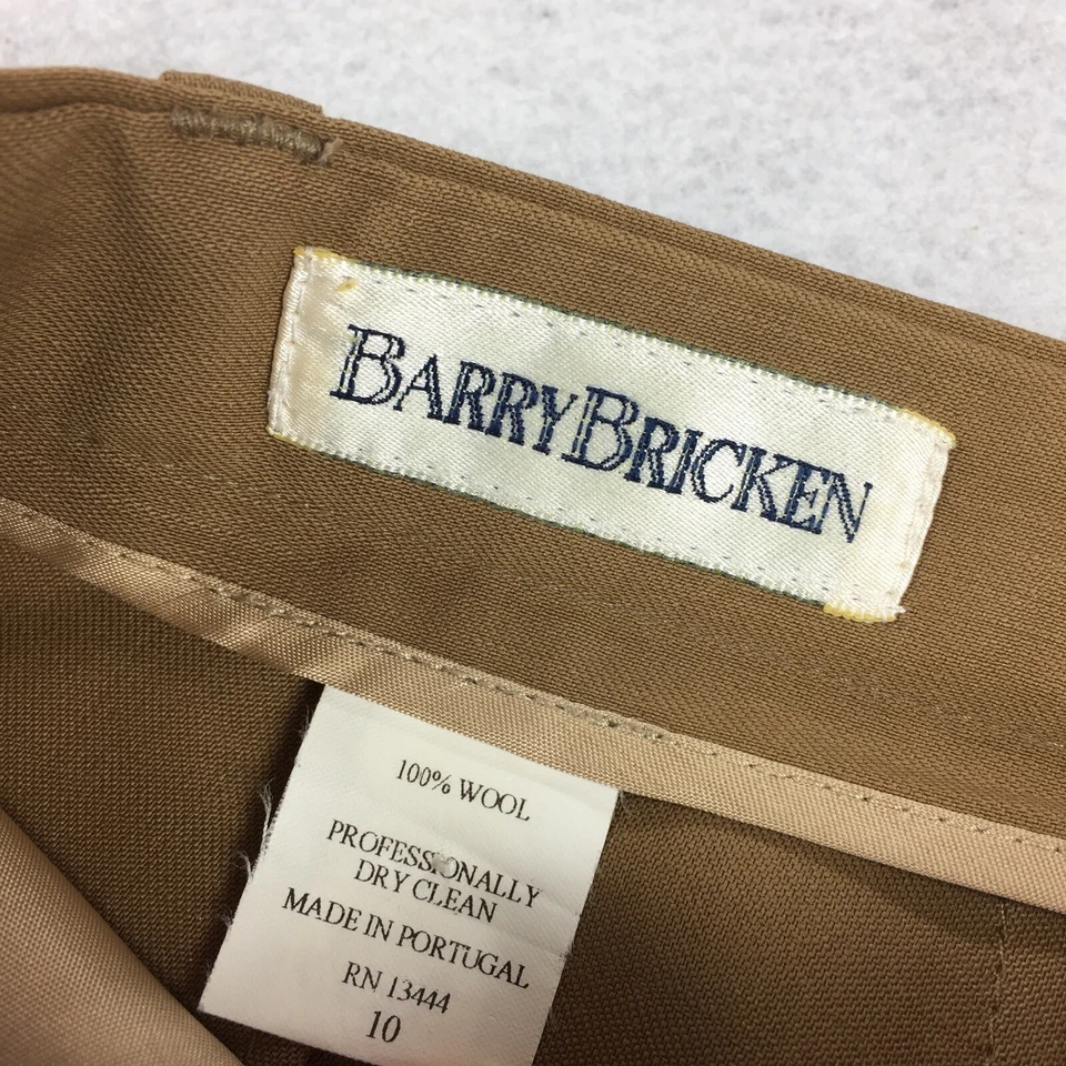 Barry Bricken Macy 100% шерсти платье брюки размер 10 хаки коричневый желтовато-коричневый брюки L - Изображение 4 из 4