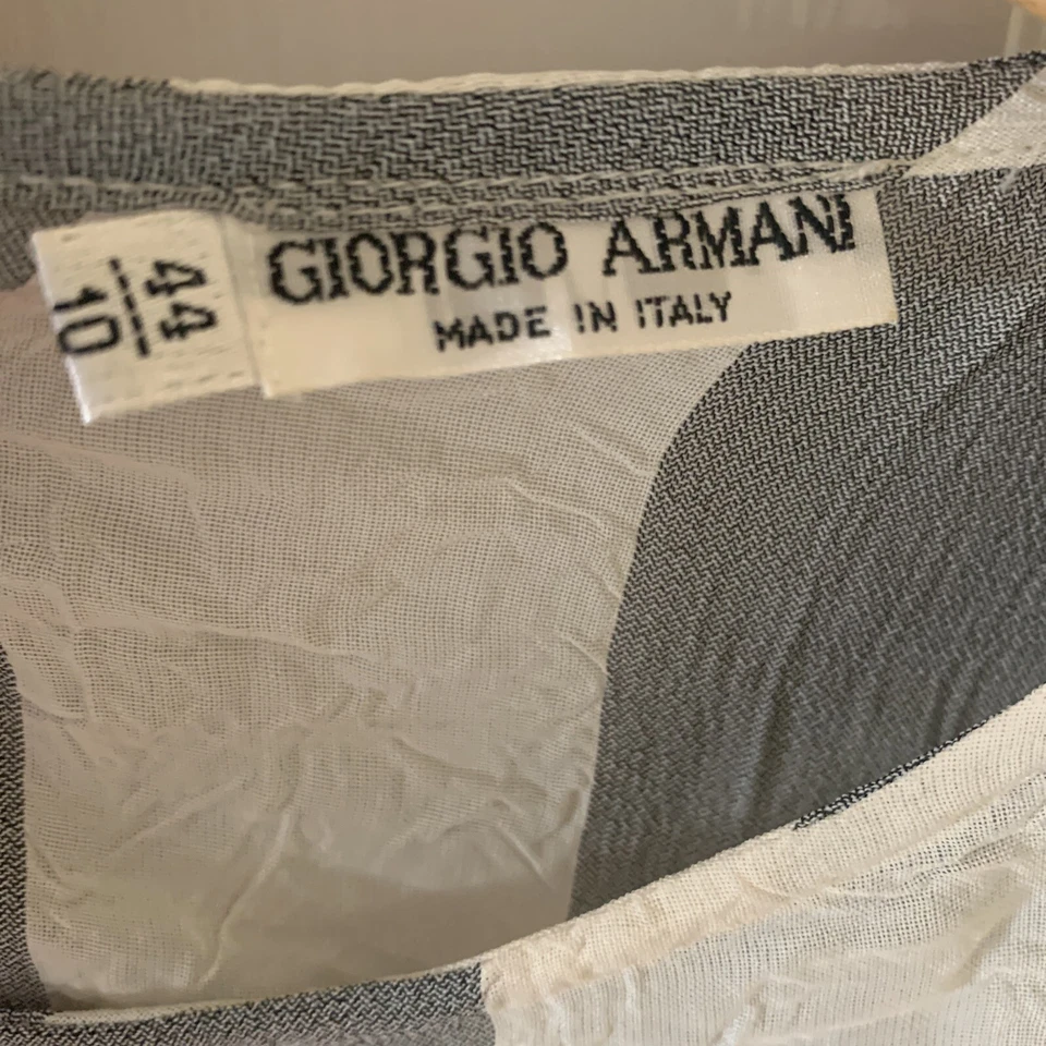 Blusa a Rayas Manga Corta Giorgio Armani Talla 44 (M) Diseñador Hecha en Italia Foto 2 de 4