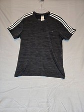 Men's Adidas Active Crew Short Sleeve Black with Iconic Adidas Stripes