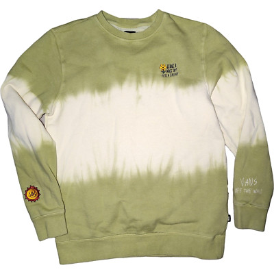 Vans Off The Wall Women's Small Sweatshirt Green Beige Have A Nice Day Pullover