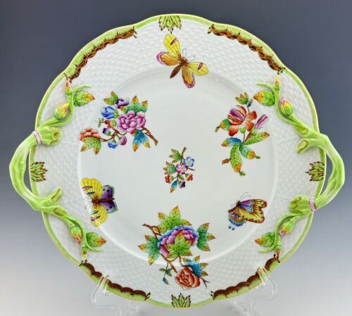 🦋MINT HEREND QUEEN VICTORIA Platter Tray Plate Dish - Asparagus Handles ($575) - Picture 1 of 5