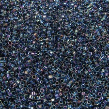 DB0085 11/0 Miyuki Blue Lined Aqua AB Delica Seed Beads, 5 Grams Tube