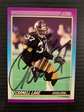 1990 SCORE #111 CARNELL LAKE PITTSBURGH STEELERS SIGNED FOOTBALL CARD NM