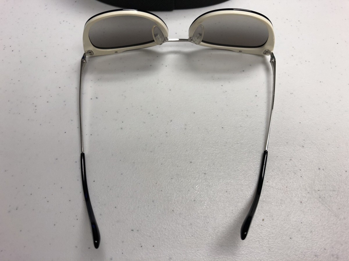 Prada Women's SPR20U 4BK-5O0 Silver Black Ivory Cat Eye