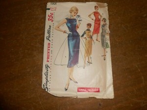 Vintage 1950s Simplicity Sewing Pattern 1301 Junior Misses 1 Piece Dress 12 30 Ebay