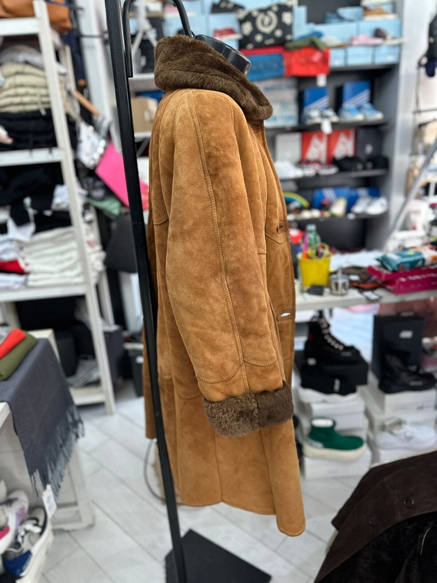 Manteau En Cuir De Mouton Shearling Vintage Pour Femme - Taille 42 - Marron