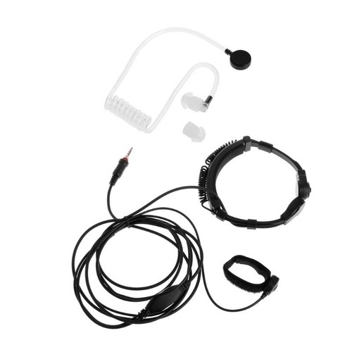 Medium-duty Throat Mic Kit for w/ Translucent Tube & Finger PTT For - Zdjęcie 7 z 8