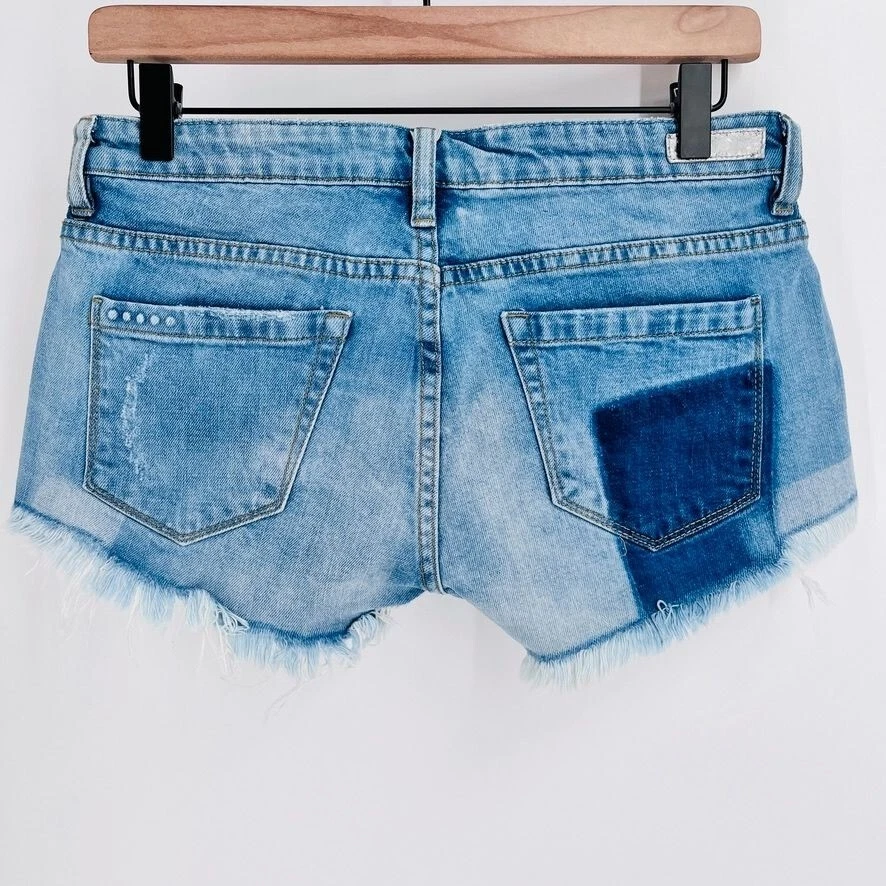 Pantalones Cortos Blank NYC Distressed Corte Talla 25 Pantalones Cortos Patchwork Desteñidos Foto 2 de 4