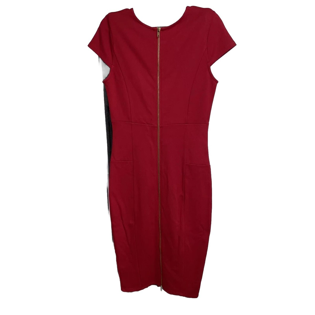 red dress with gold zipper Zipper Detail Maxi Dress Red