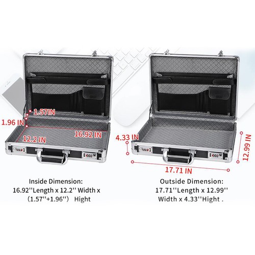 Aluminum Attache Case Laptop Hard Briefcase Combo Lock Hard Sided Toolbox eBay