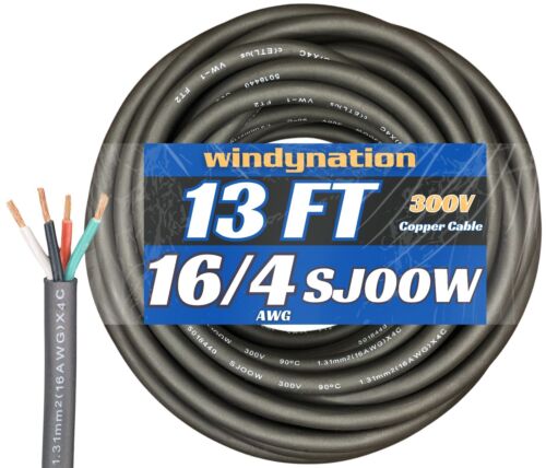 WindyNation 16/4 16 AWG 4 Conductor SJOOW Cable Cord Wire 300V Portable Power - Picture 28 of 112