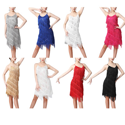Women's 1920s Flapper Dress Sequin Fringe Latin Dress Cocktail Party Dance Wear