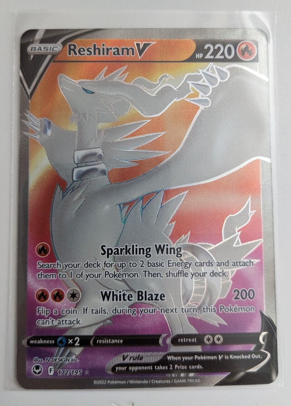 Pokemon Silver Tempest - RESHIRAM V FULL ART - 172/195 - NM/M!