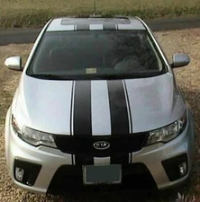 Black Double-Sided Dual Stripes Vinyl Decal Sticker Car Hood Roof Rally Trunk