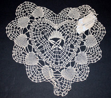 Lacey Doily New Old Stock w/Tags Ecru Heart Shaped About 8.5"x9.5" Cotton EXC