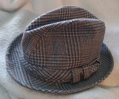 Country Gentleman Trav'ler Hat Vintage Harris Gray Tweed Wool Derby, Large