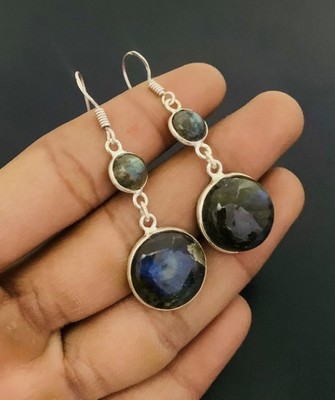 Labradorit Edelstein 925 Sterling Silber Handarbeit Ohrring Schmuck Geschenk für die Liebe