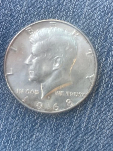 1968 D Kennedy Half Dollar 40% Silver Coin good condition