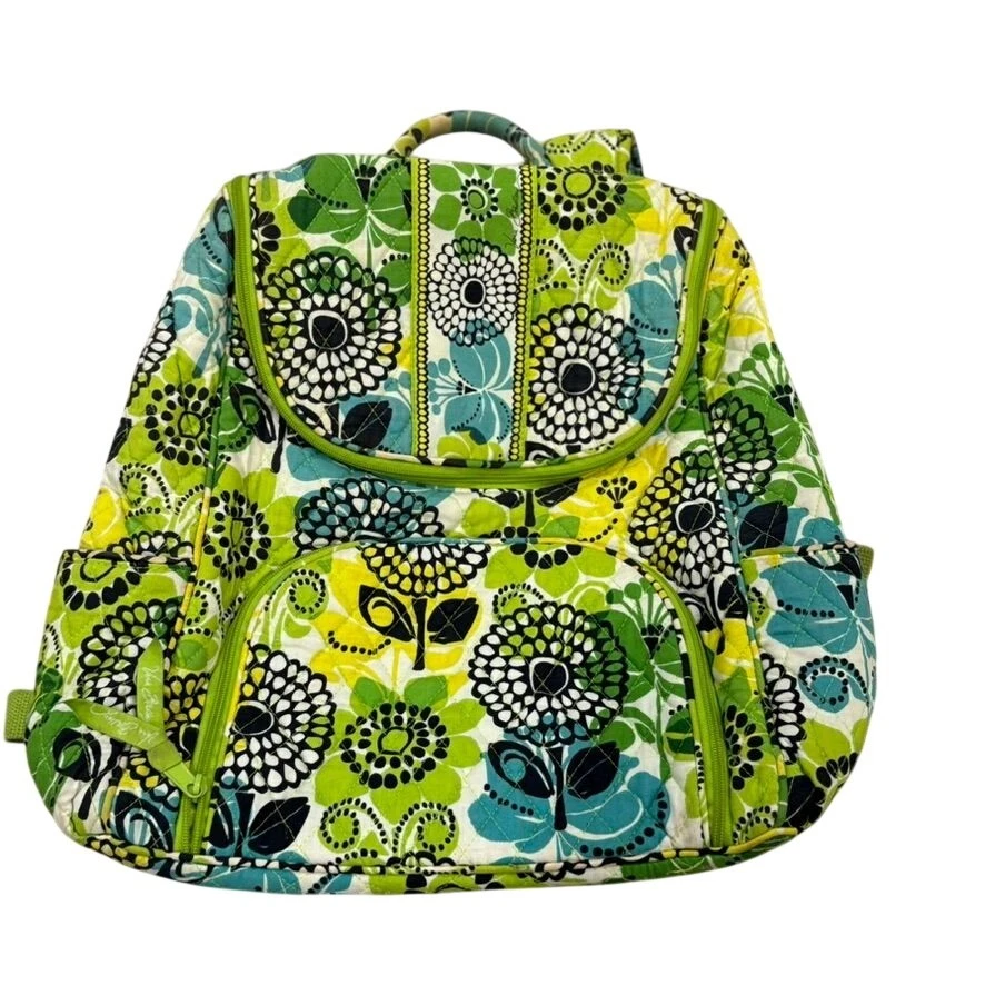 Vera Bradley Limes Up Retired Large Campus Floral Quilted Backpack EUC vera bradley limes up backpack products for sale | eBay main image 4