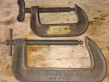 2 C-Clamps by Cincinnati Tool Co. Made In USA, Vintage 6” No 530 & 4” No 540