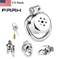 FRRK Steel Chastity Cage with Breathable Hole Negative Chastity Lock for Men