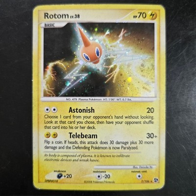 Pokemon Rotom Great Encounters GE 7/106 Holo Rare Lightning Basic Plasma 70 HP