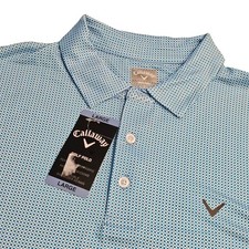 Callaway Mens Golf Polo Light Blue White Micro Check Opti-Dri CGKSD0N6 large