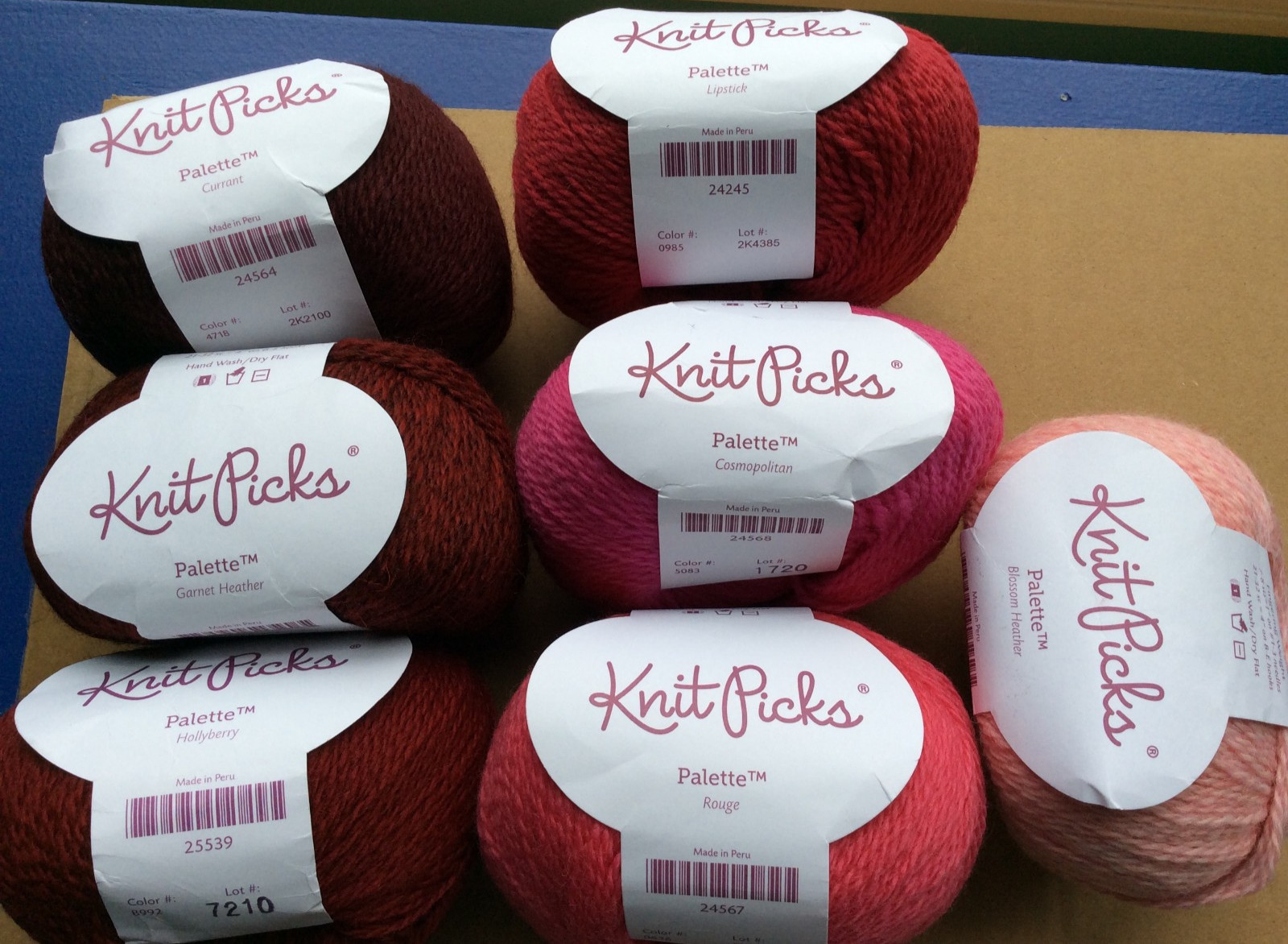 6 balls Knit Picks Palette fingering Peruvian Highland wool yarn pink maroon