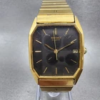 Seiko Watch Men 26mm Black Dial Gold Tone Date Octagon 6532-5310 New Battery