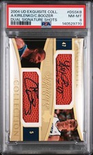 2004 UD Exquisite Andrei Kirilenko Carlos Boozer Dual Sig Shots Auto /25 PSA 8