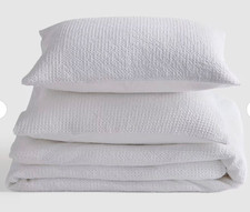 Quince Organic Honeycomb Duvet Cover Set King / Cal King in White NWOT