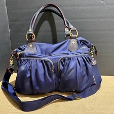 MZ Wallace XL Kate Bedford Blue Nylon Leather Diaper Baby Shoulder bag 17 x12 x5