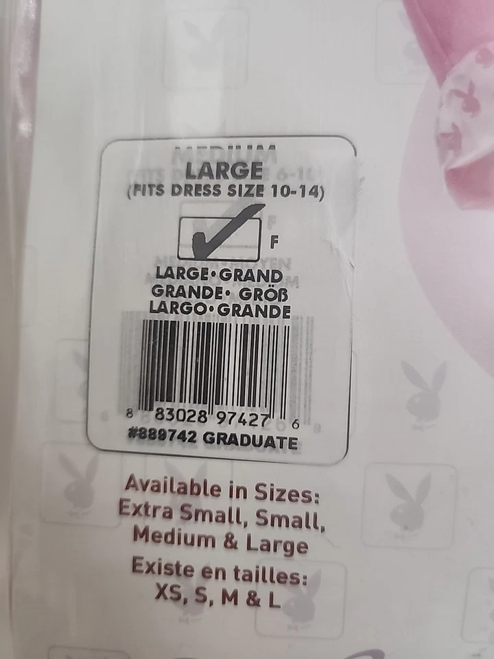 Fantasia de Halloween Playboy Y2K sexy graduada feminina GRANDE 10-14 vestido boné rosa - Imagem 3 de 3