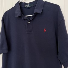 Polo Ralph Lauren Shirt Men  s XL Navy Blue Red Pony 100 Cotton Short Sleeve