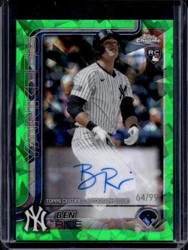 2025 Topps Chrome Sapphire Ben Rice Rookie Auto RC Green Refractor #/99 Yankees