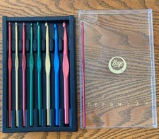 Vintage 9 Piece Set Boye Aluminum Crochet Hooks  Case Made In USA 5