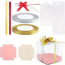 1set Gift box Making with Plastic PVC box Gift Packaging Paper Bottom Holder