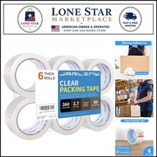 Durable 6 Rolls Clear Packing Tape - 2.7mil Thick, Strong Adhesive for All Uses