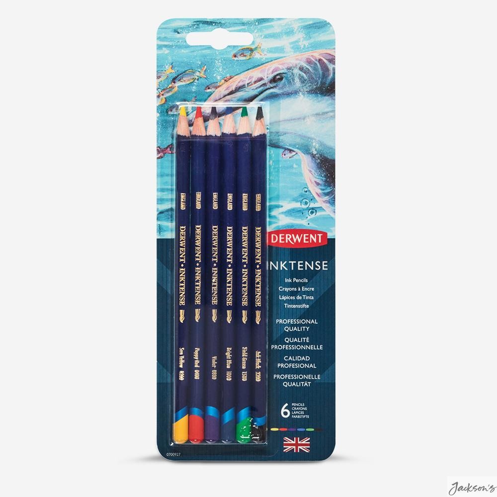 Derwent Inktense Ink Pencils Water Soluble Set Of 6 For Line And Wash Art