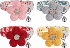 4-Pcs Breakaway Cat Collars with Bow Tie Flower Pendants Safety Kitten Collars