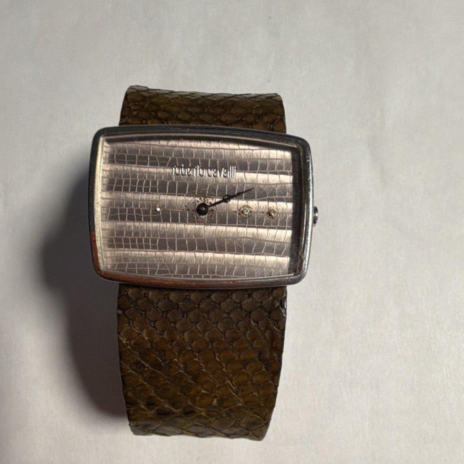 Roberto Cavalli Rectangular Analog Wristwatch Bro… - image 1