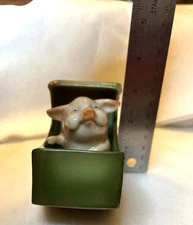 Antique German Fairing Pig in a Box or Cradle