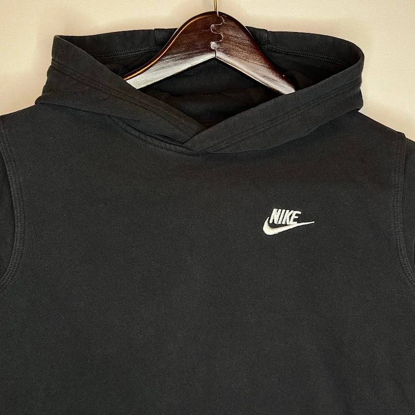 Nike Pullover Negro Sudadera con Capucha Juvenil XL Pequeño Swoosh Logo Forrado de Vellón Foto 2 de 4