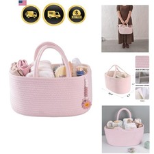 Baby Diaper Caddy Organizer for Girl Boy Rope Nursery Storage Bin Basket Port...