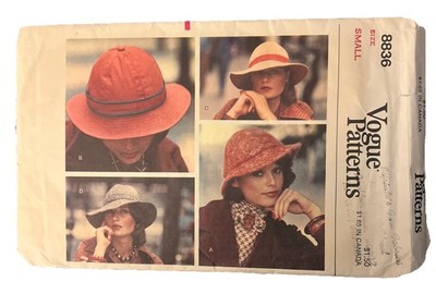 HTF 1970's VOGUE Sewing Pattern Misses Stitched Brim Sun Hat 8836 Uncut