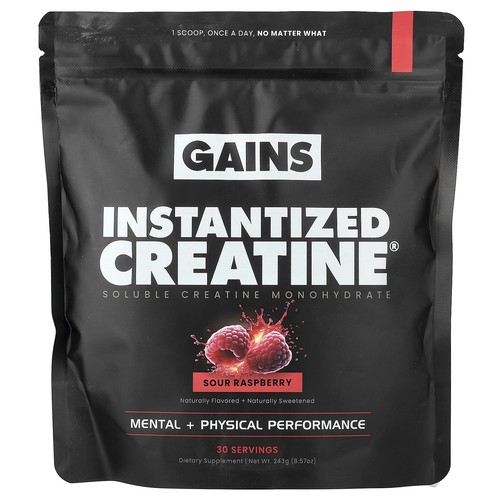Instantized Creatine®, Soluble Creatine Monohydrate, Sour Raspberry, 8.57 oz