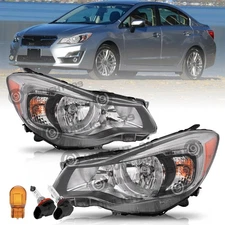 W/Bulbs For 2012-2015 Subaru Impreza XV Crosstrek Chrome Headlight Assembly12-15