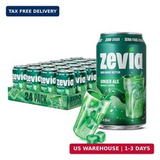 Zevia Zero Sugar Soda, Ginger Ale, 12 oz Cans 24-Pack - Naturally Sweetened, N