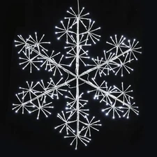 Hanging Christmas Snowflake Lights, 30’’ Large Silver Snowflake with 240 Cool Wh
