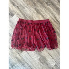 Disney Parks Burgundy Tulle Mickey Mouse Star Glitter Mini Skirt Womens Size 4